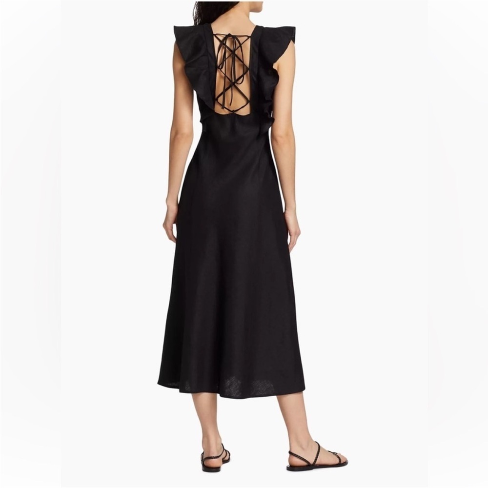 Rails Black Ruffled Backless Midi Dress